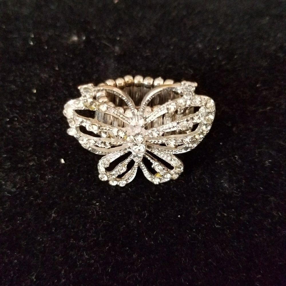 Faux Silver Butterfly Ring Size 6 Fashion Jewelry Gift Cute Adjustable